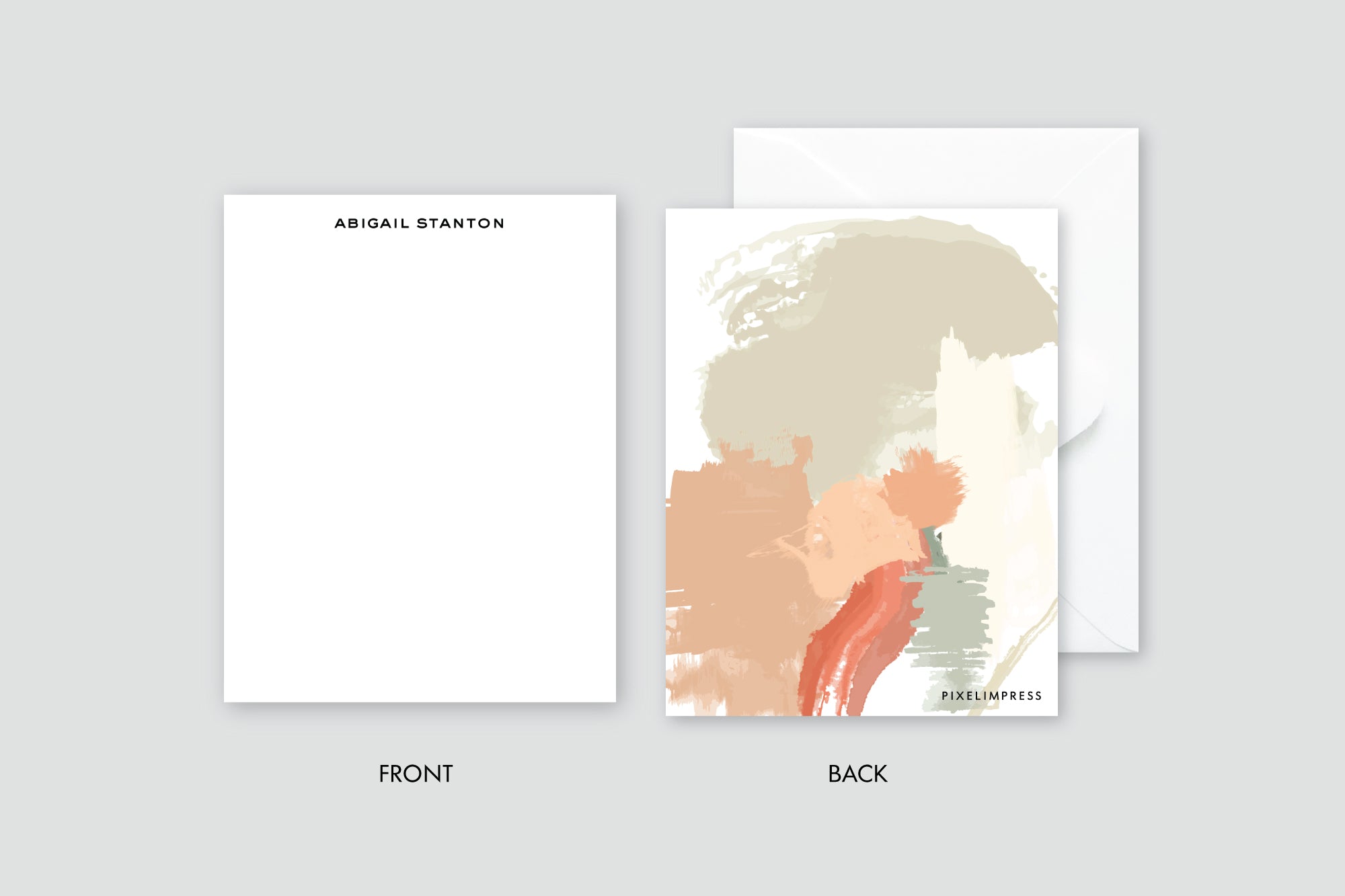 Muted Abstract Corals|Taupe Stationery