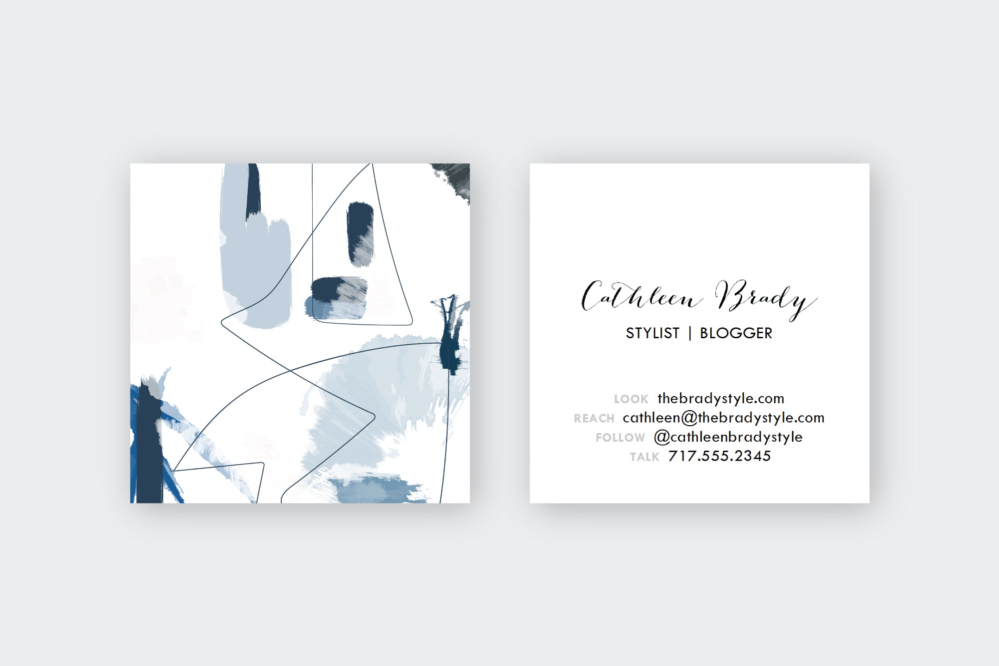 Shades of Blue and Black Abstract Calling Cards
