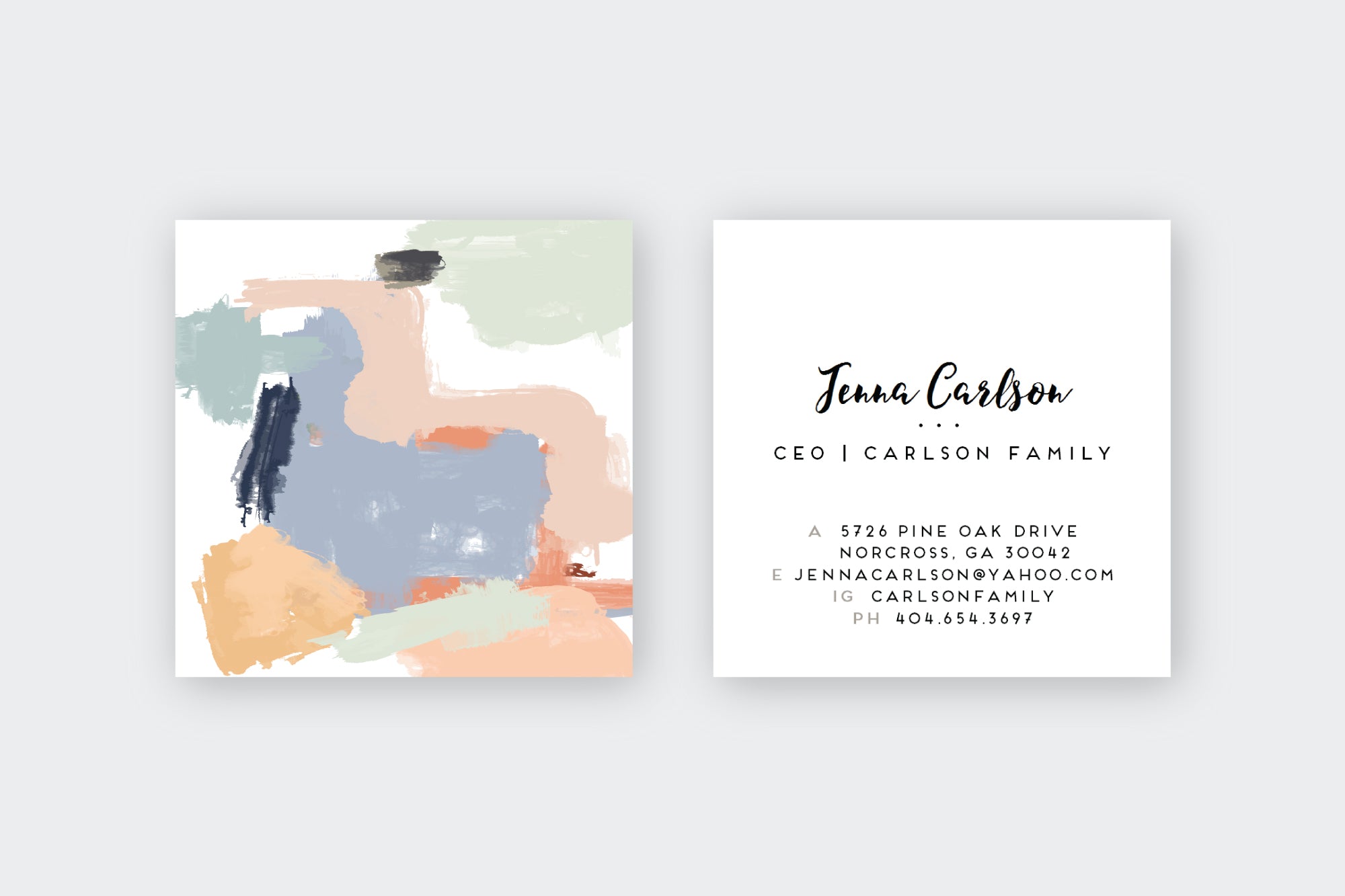 Muted Abstract Lilac/Peach/Sage Calling Cards