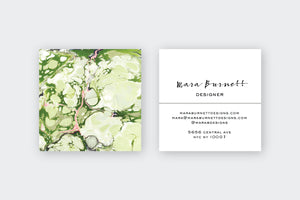 Greens|Coral Pink Marble Calling Cards