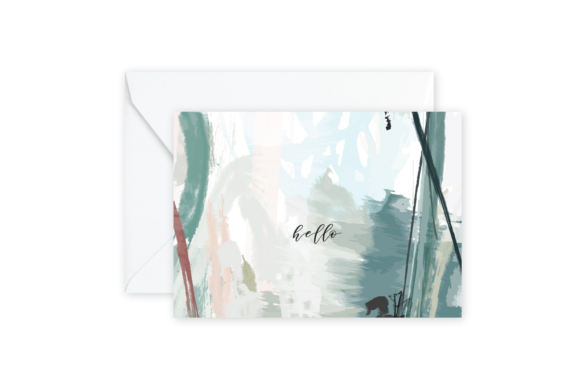 HELLO Sage Abstract Notecards