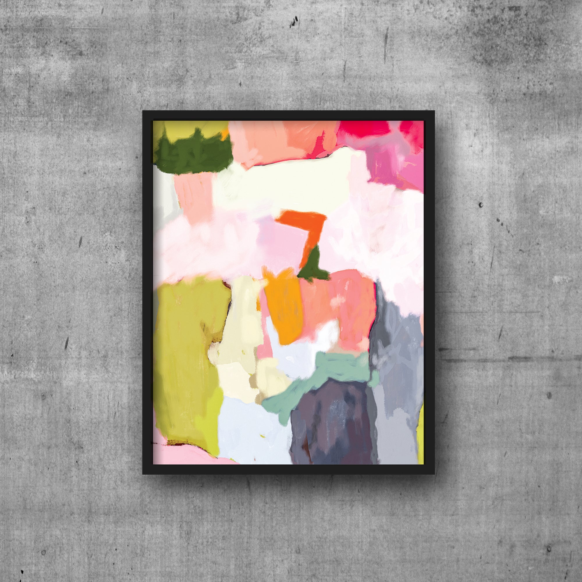 Art Print Abstract Chartreuse + Blush