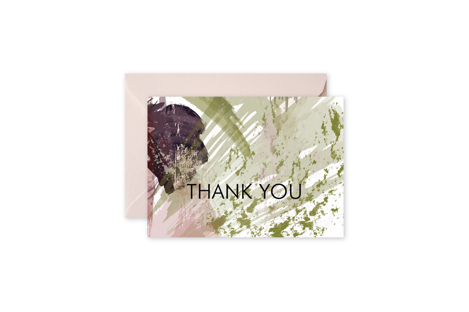 THANK YOU Green Plum Abstract Notecards