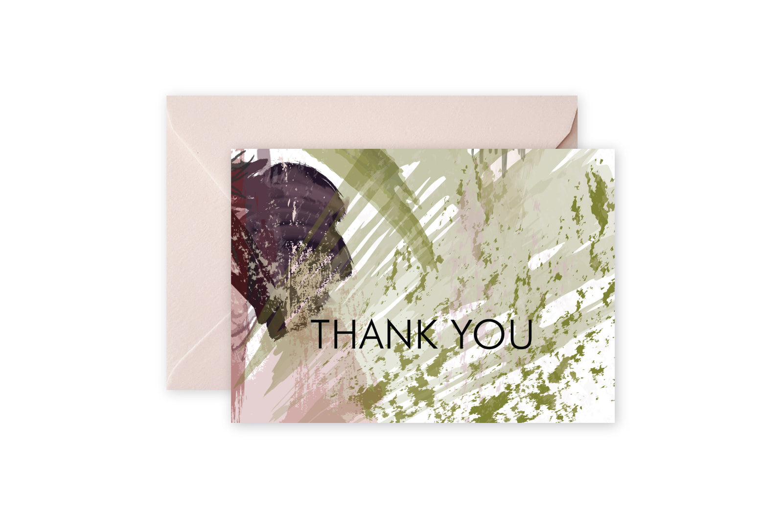 THANK YOU Green Plum Abstract Notecards