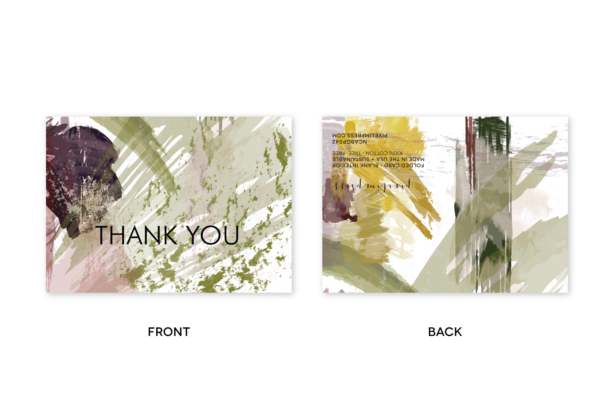 THANK YOU Green Plum Abstract Notecards