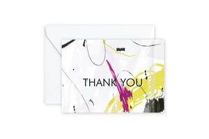 THANK YOU Abstract Fuschia Chartreuse Notecards
