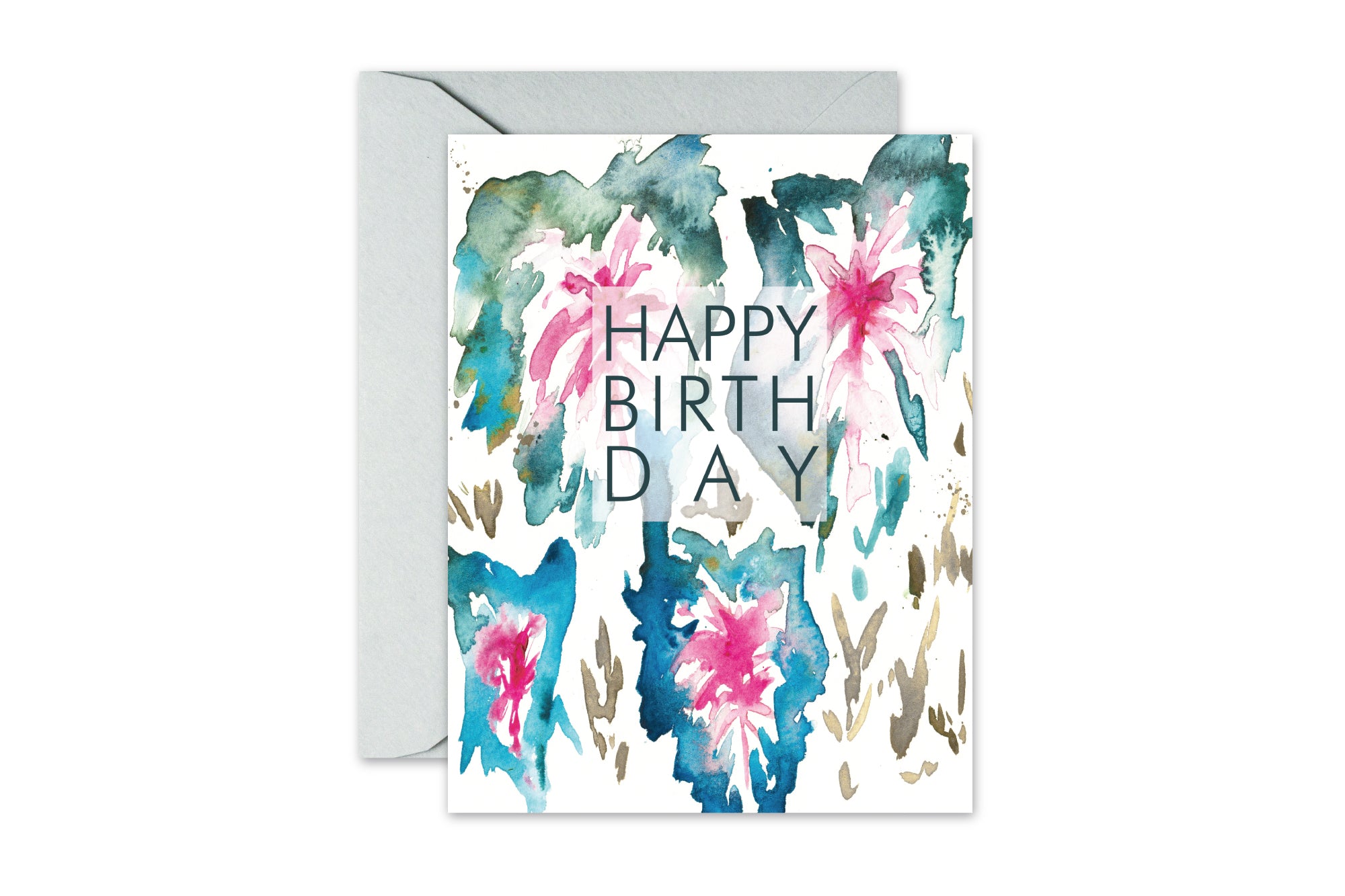happy birthday botanical watercolor greeting card by pixelimpress