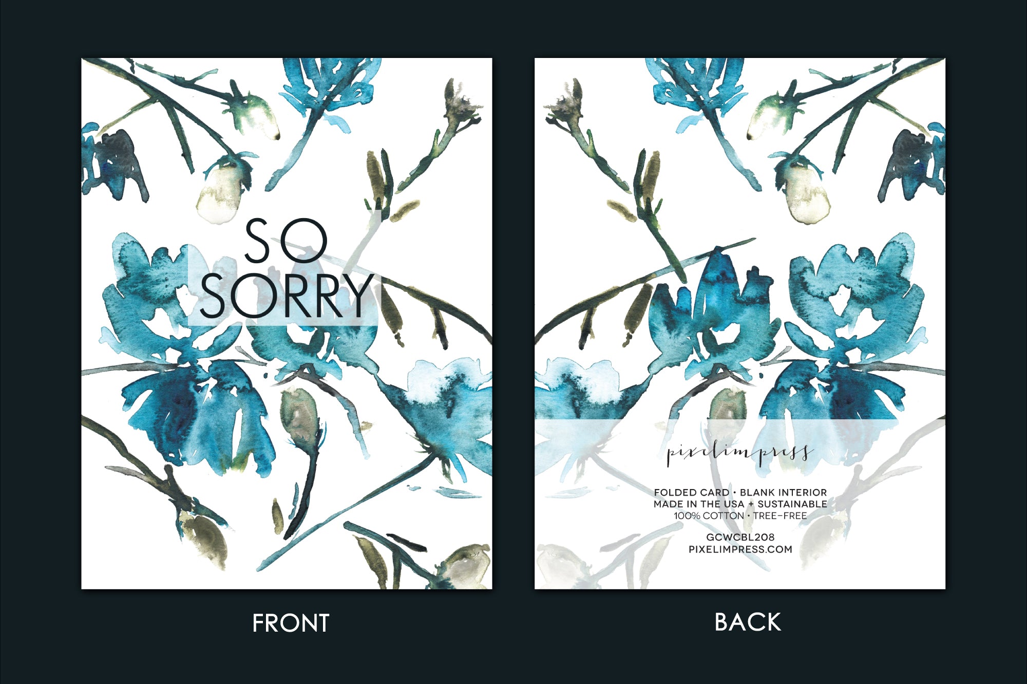SO SORRY Watercolor Floral Card