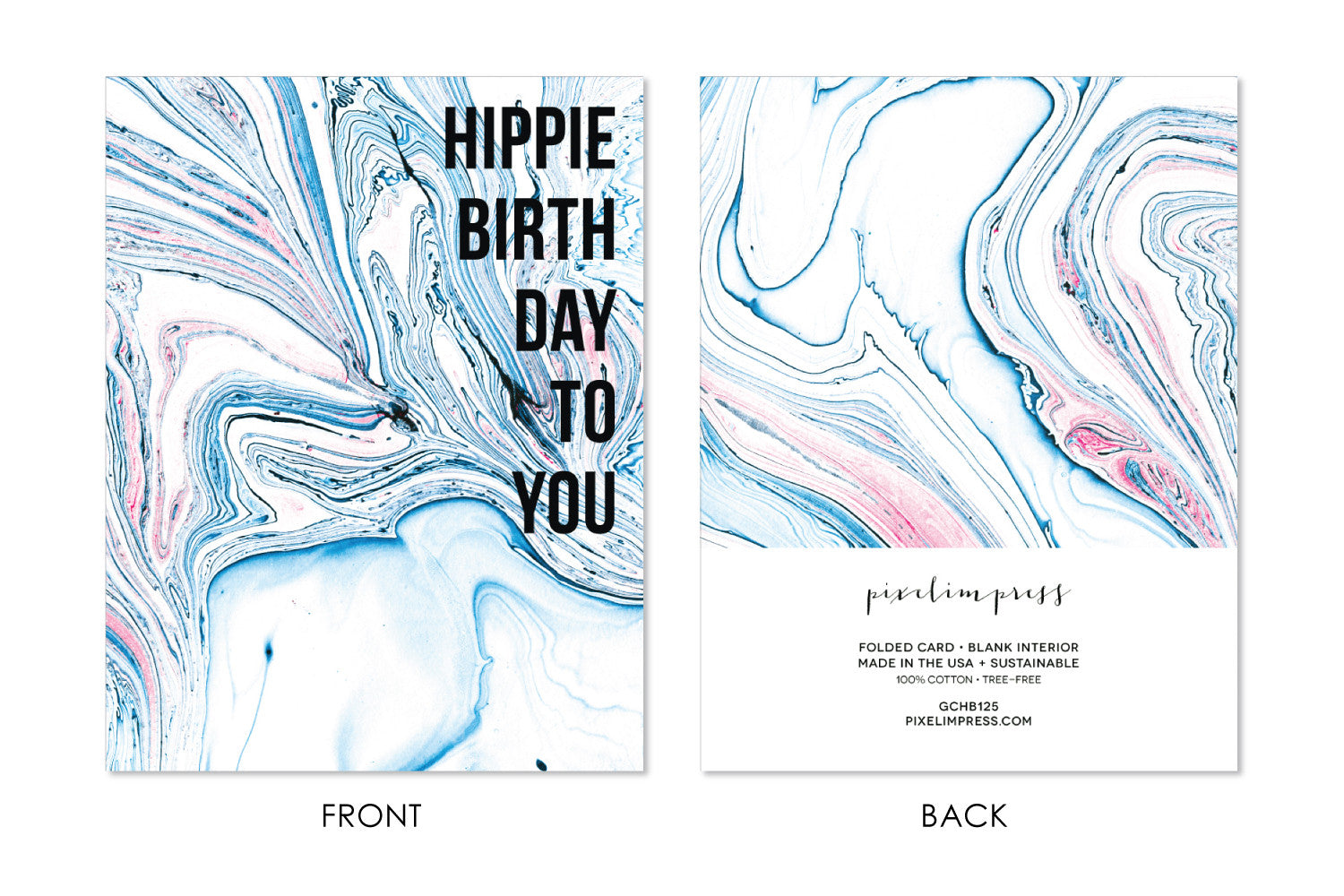 Bohemian HIPPIE BIRTHDAY Greeting Card Marble by pixelimpress
