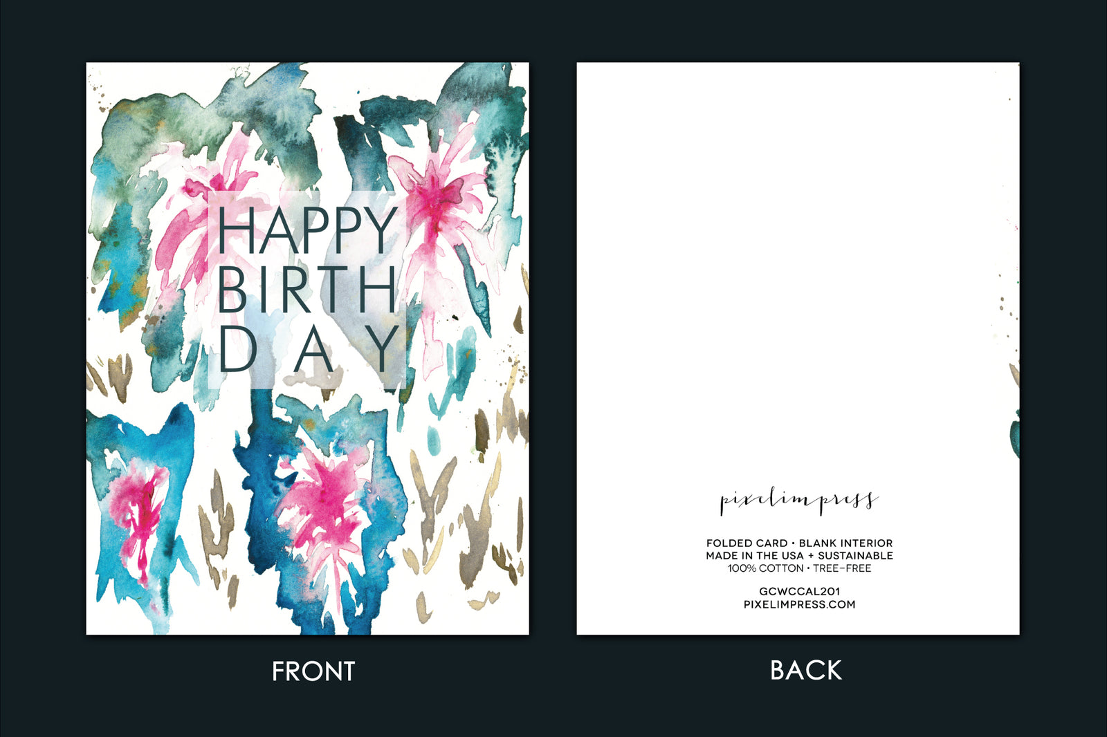 happy birthday botanical watercolor greeting card by pixelimpress