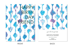 Aqua Knots Happy Birthday Friday front + back Greeting Card by pixelimpress