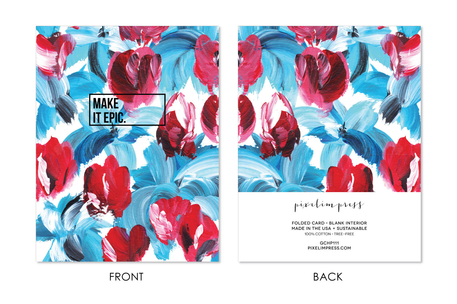 MAKE IT EPIC Blue and Red Floral Card