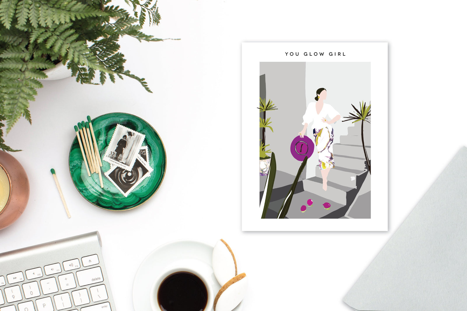 YOU GLOW GIRL silhouette greeting card