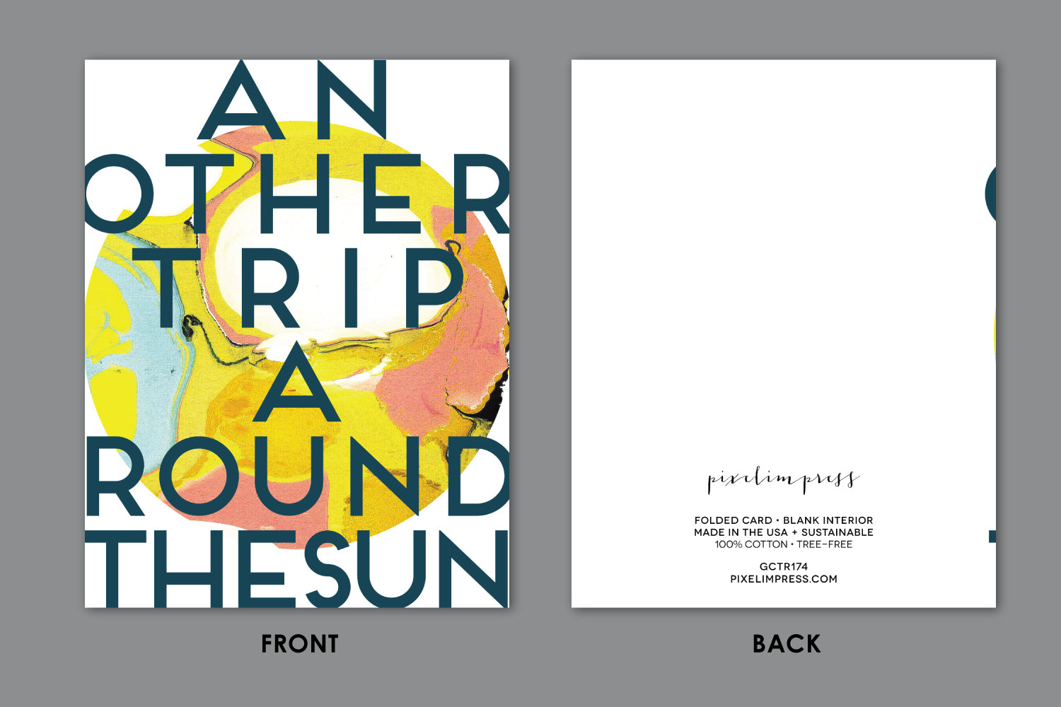 Psychedelic, hippie, bohemian marble Birthday Greeting Card. ANOTHER TRIP AROUND THE SUN by pixelimpress