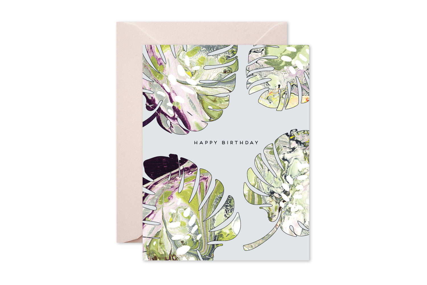 HAPPY BIRTHDAY Monstera Marble Card