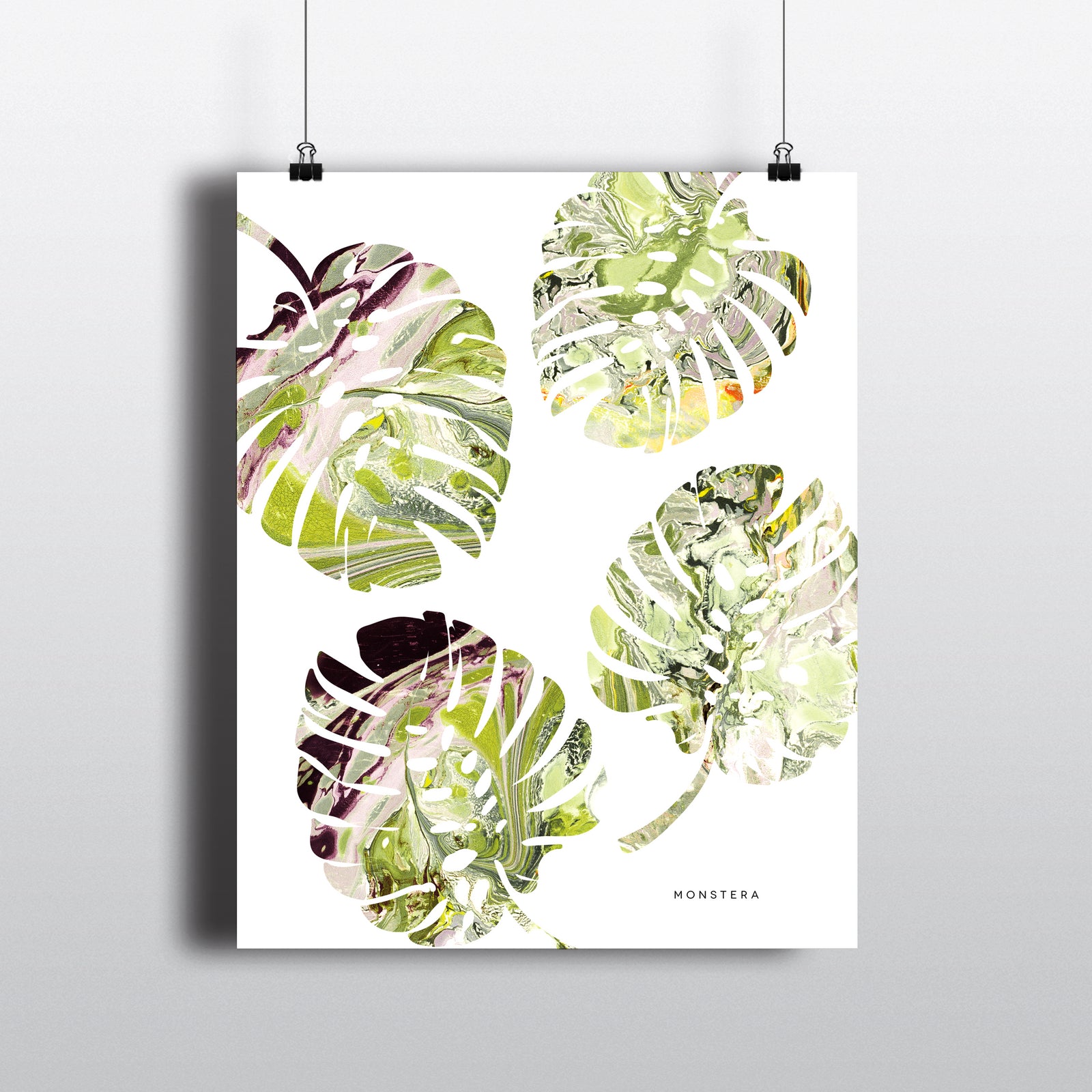 MONSTERA Marble Art Print 8x10