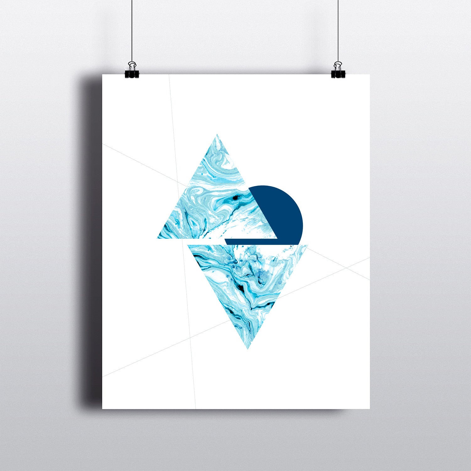 ART PRINT 8x10 Aqua Marble Geometric I