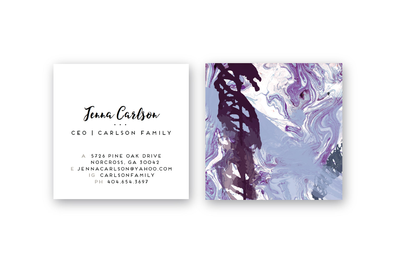 Abstract #17 Calling Cards Plum Over Marble