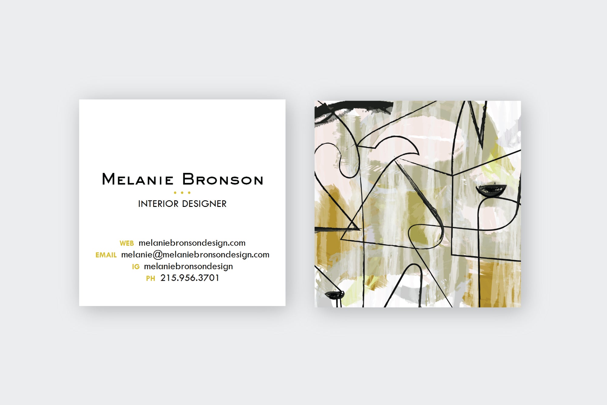 Gold|Greys Abstract Calling Cards