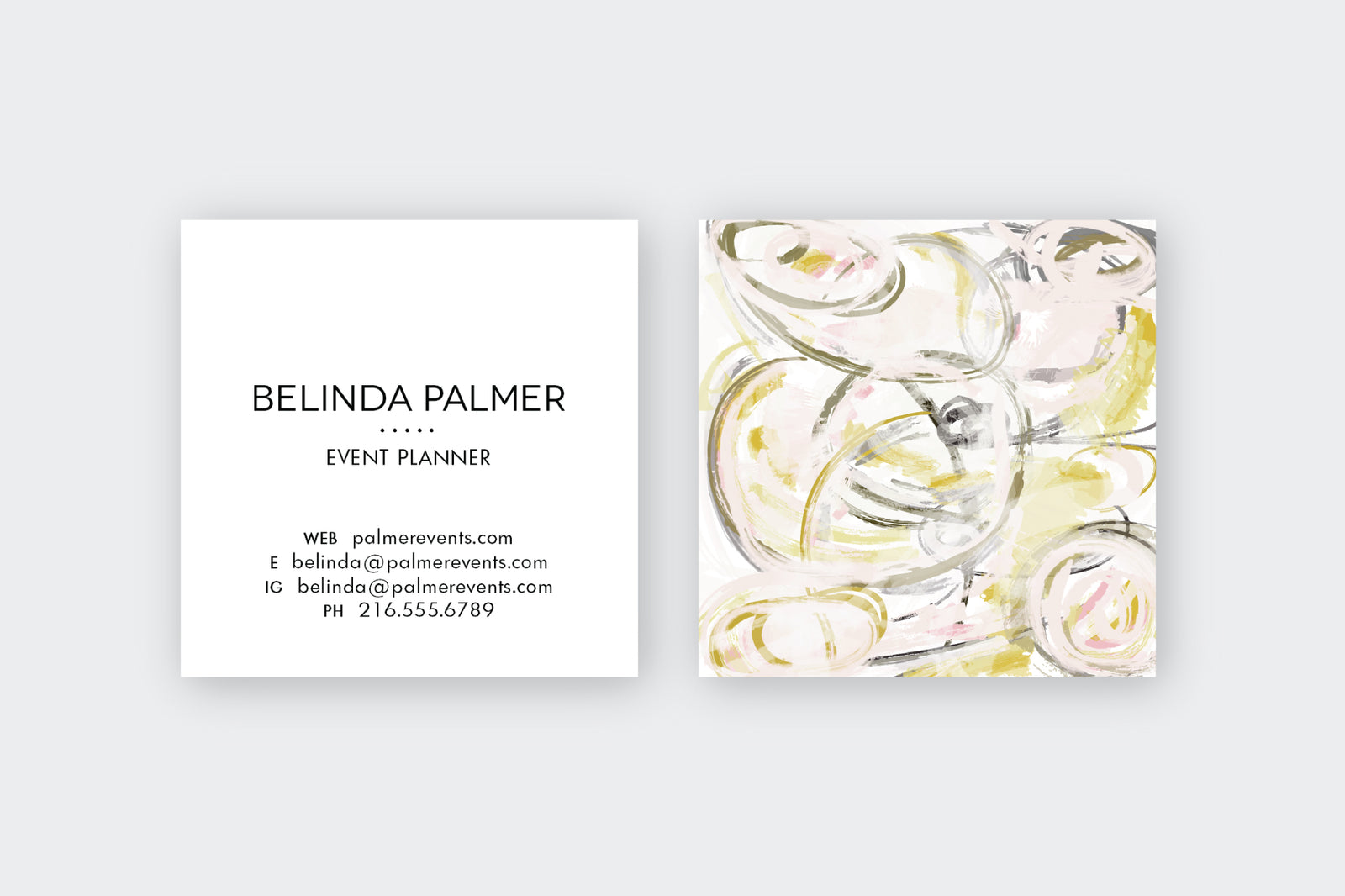 Cream|Gold Swirls Abstract Calling Cards