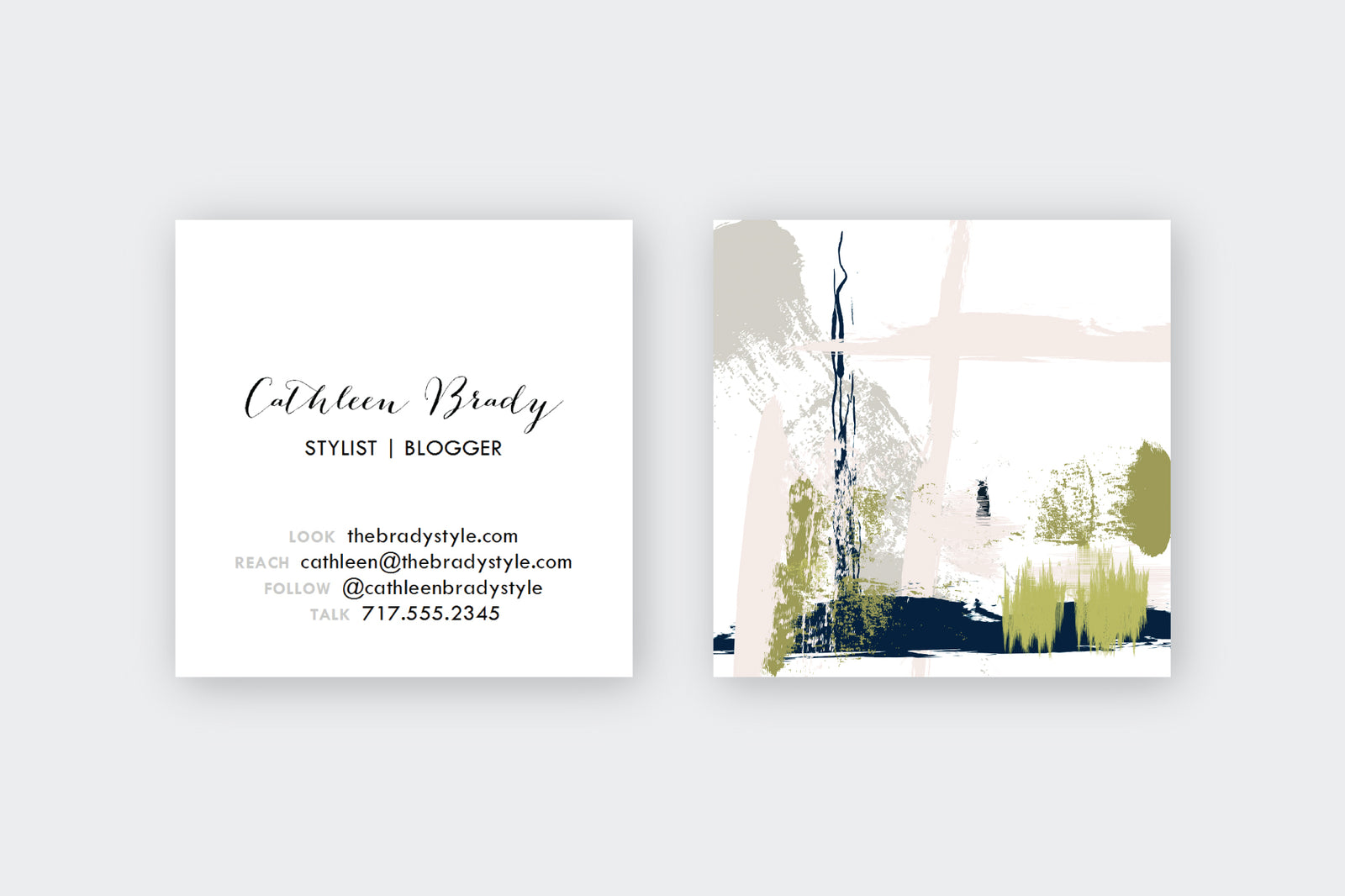 Indigo|Blush Abstract Calling Cards