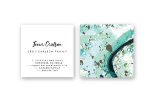 Abstract #4 Calling Cards | Square Business Cards Mint Marble