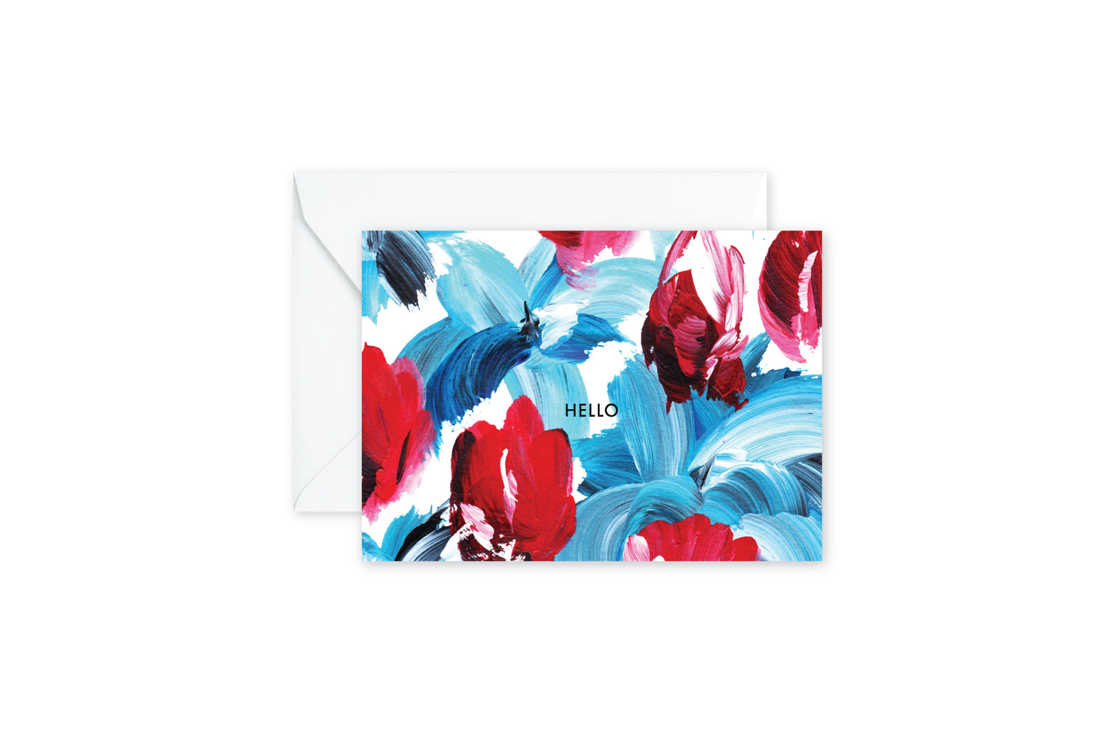 HELLO Floral Blue and Red Notes