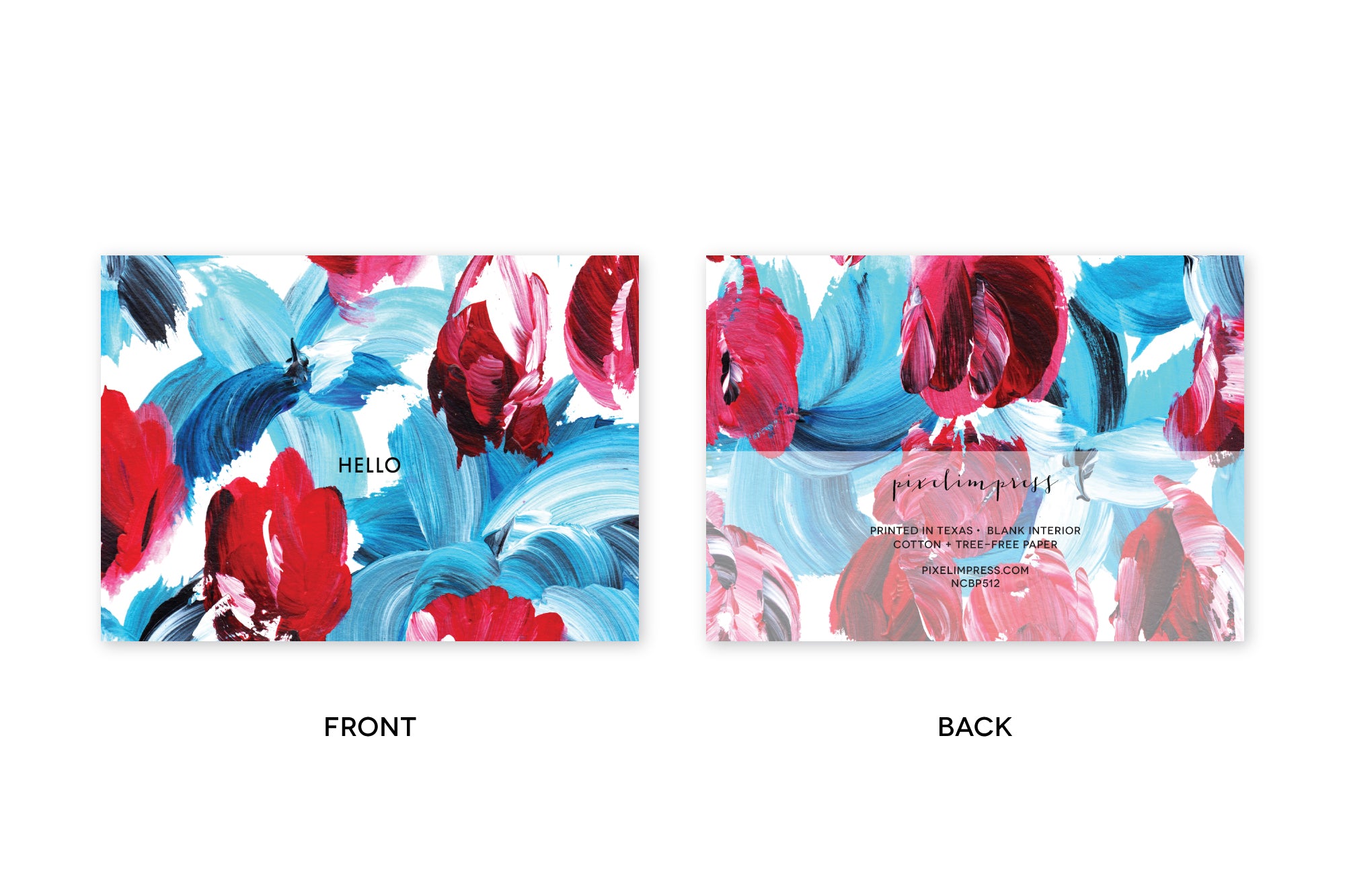 HELLO Floral Blue and Red Notes
