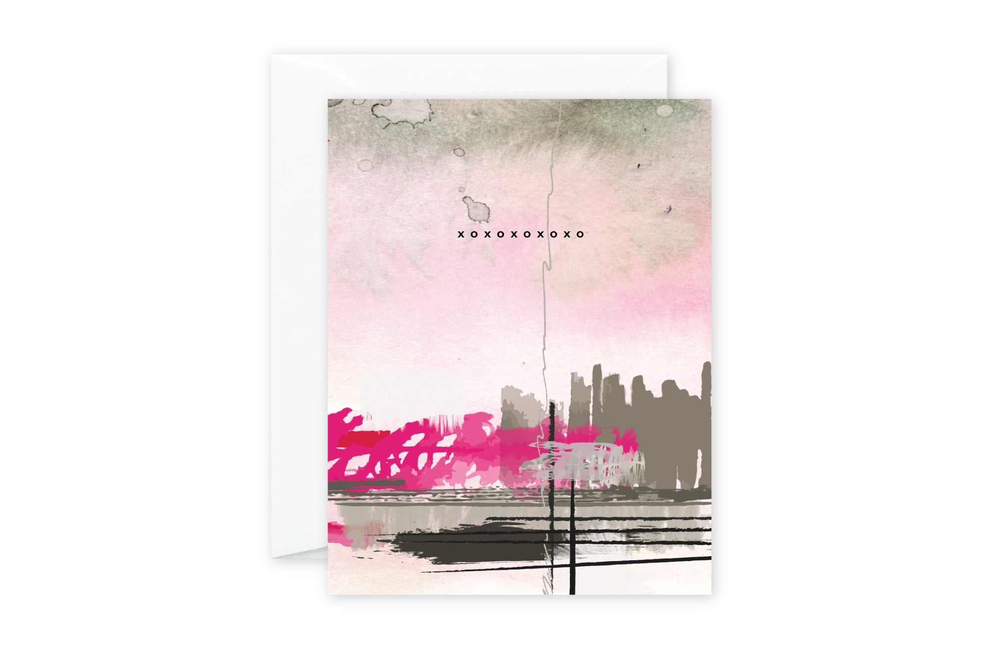 XOXO Pink Grey Abstract Card
