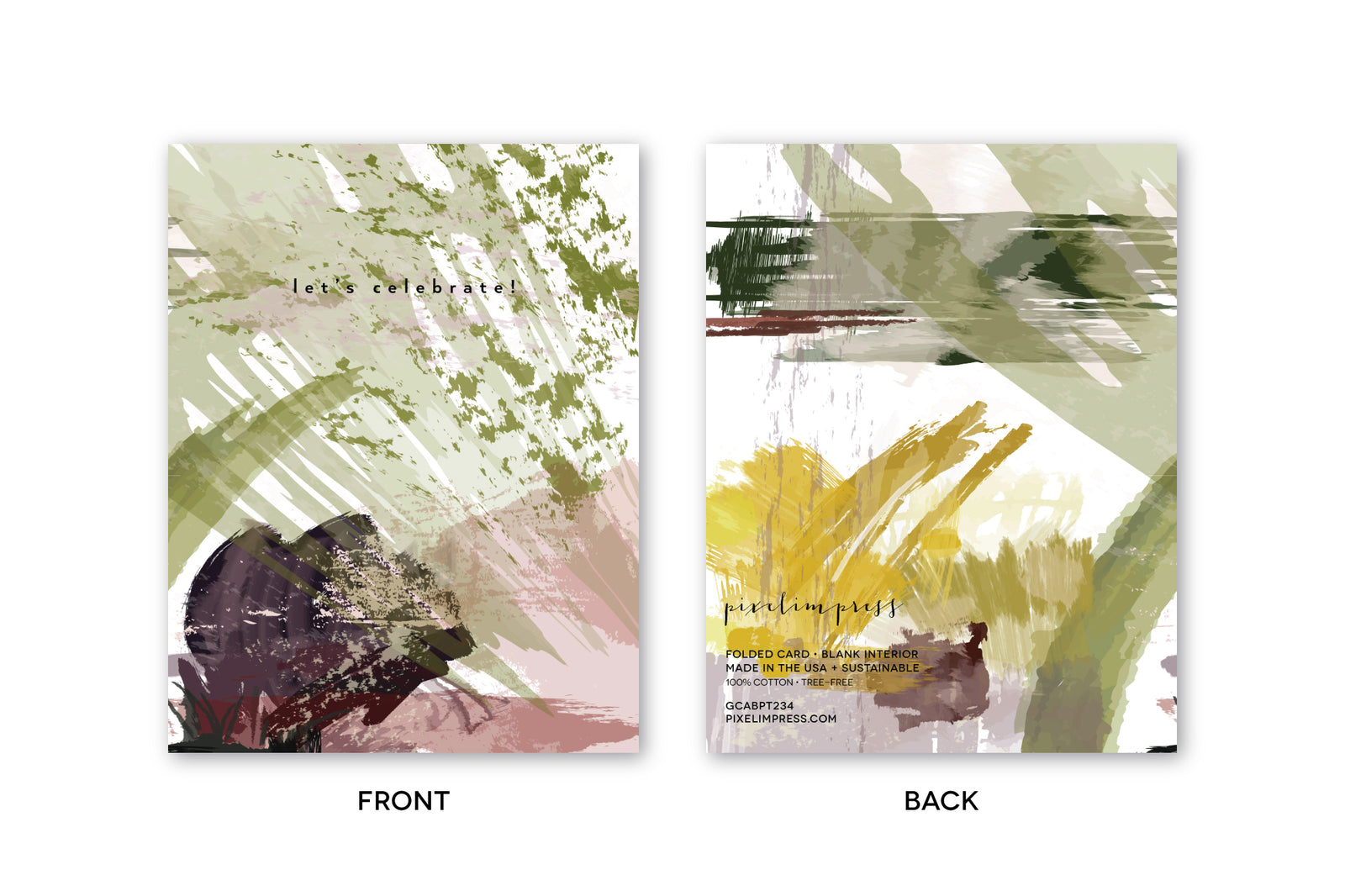 LET'S CELEBRATE Plum Sage Abstract Greeting Card