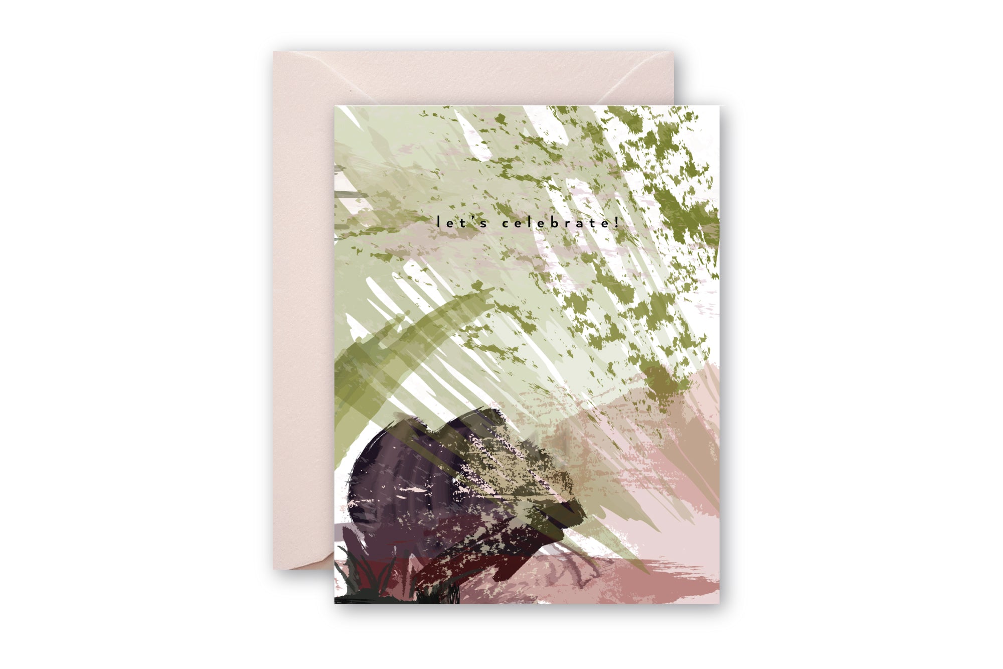 LET'S CELEBRATE Plum Sage Abstract Greeting Card