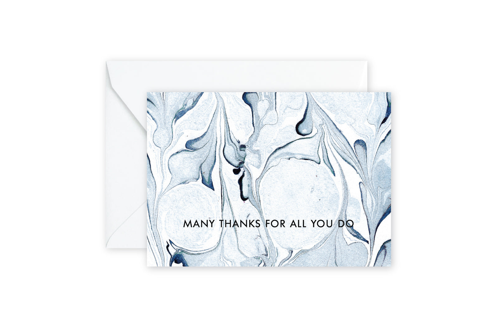 MANY THANKS Indigo Marble Notecards