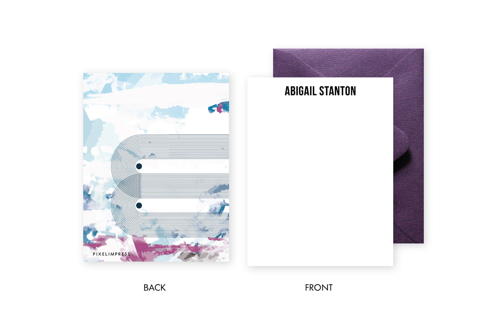 Mod Lines Blues|Purple Abstract Stationery