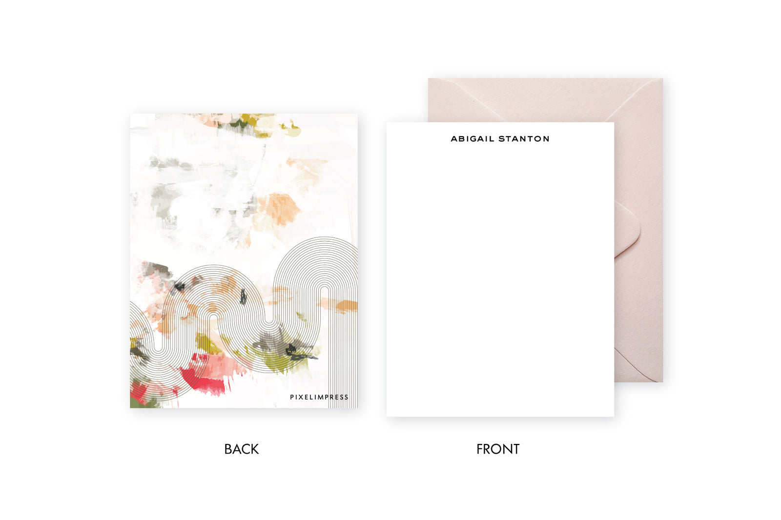 Mod Lines Corals|Grey Abstract Stationery