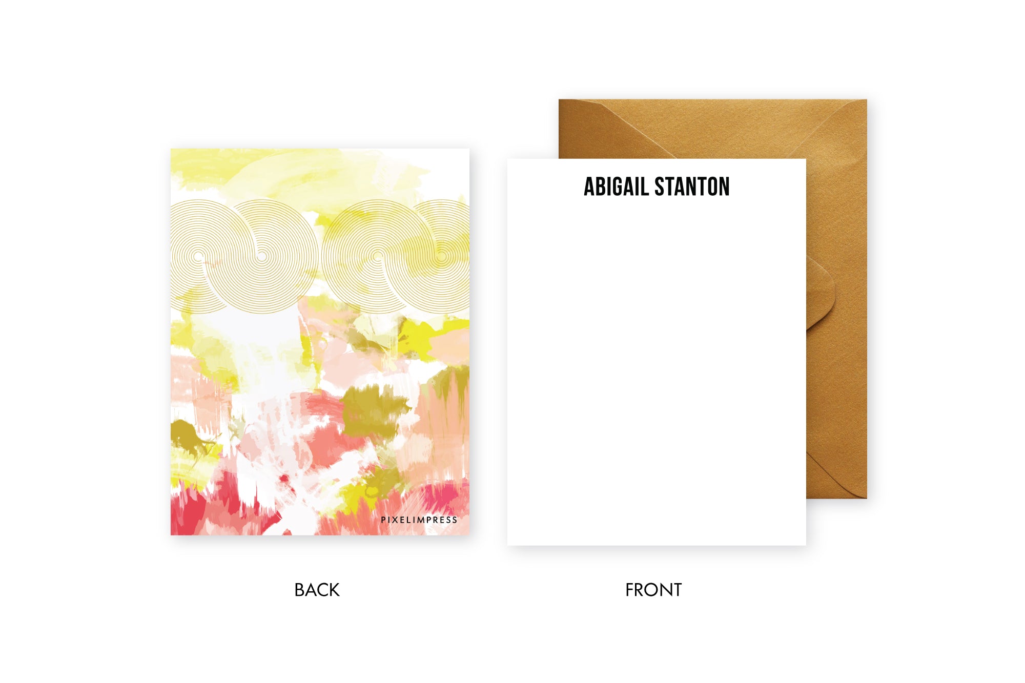 Mod Lines Yellow|Coral Abstract Stationery