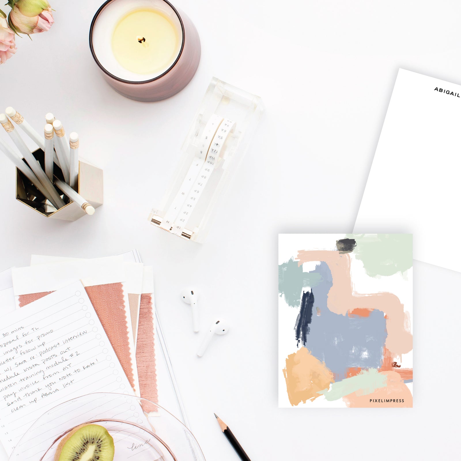 Muted Abstract Lilac|Peaches Stationery