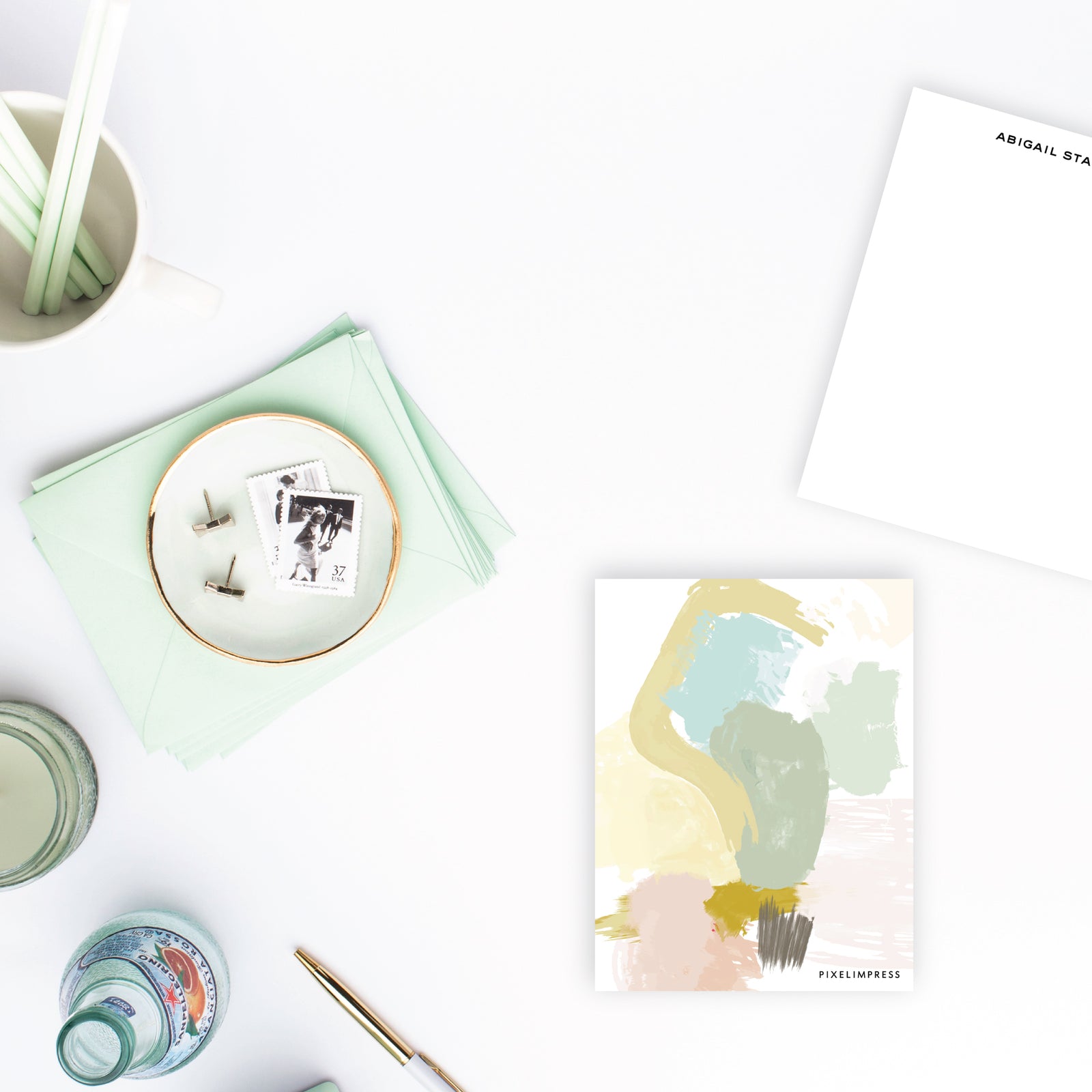 Muted Abstract Golds|Sage Stationery