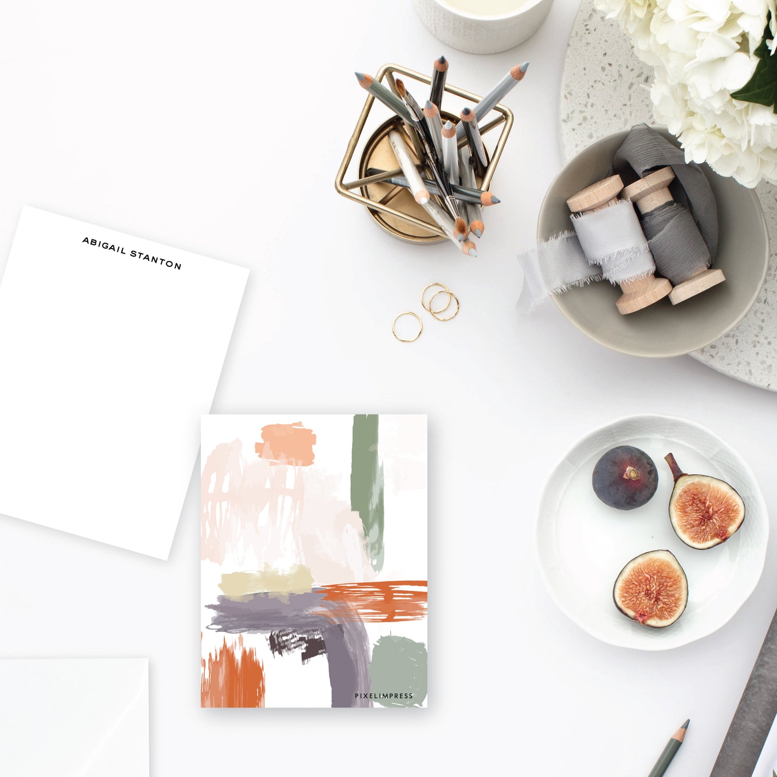 Muted Abstract Purple|Orange Stationery