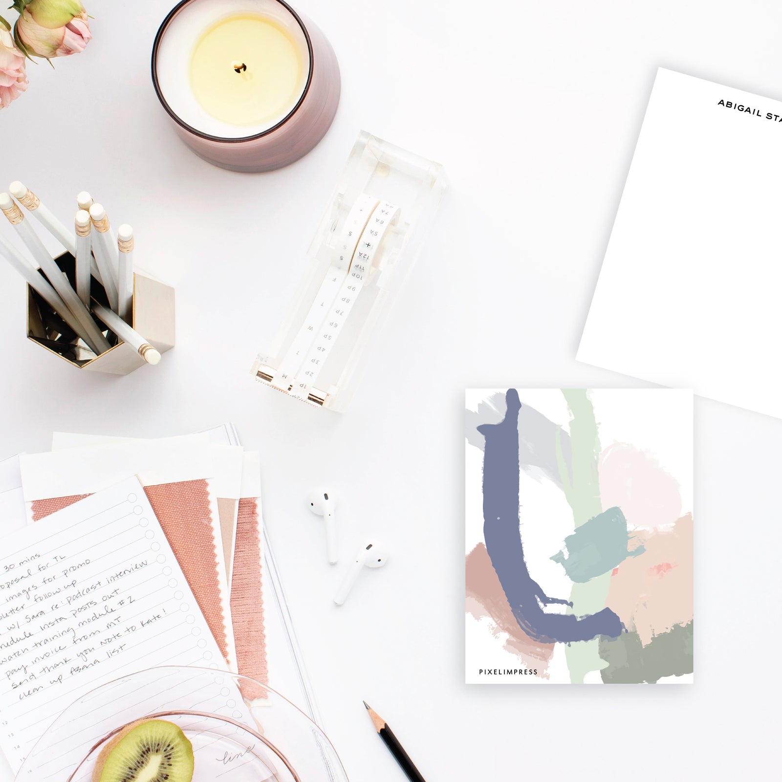 Muted Abstract Purple|Peaches Custom Stationery