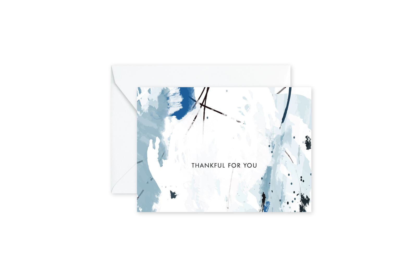 THANKFUL FOR YOU Blue Abstract Notecards