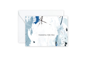 THANKFUL FOR YOU Blue Abstract Notecards