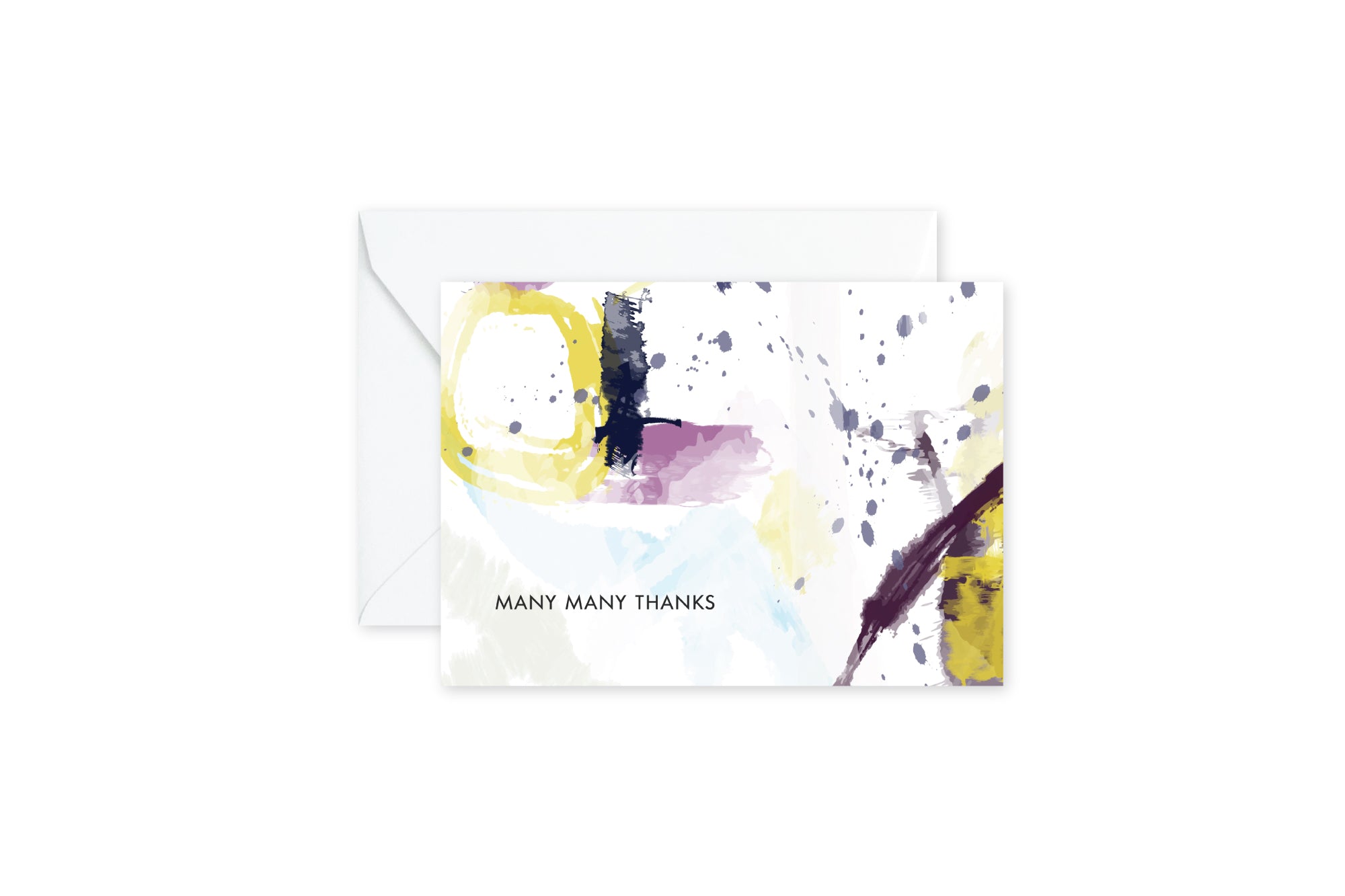 MANY MANY THANKS Abstract Gold Plum Notecards