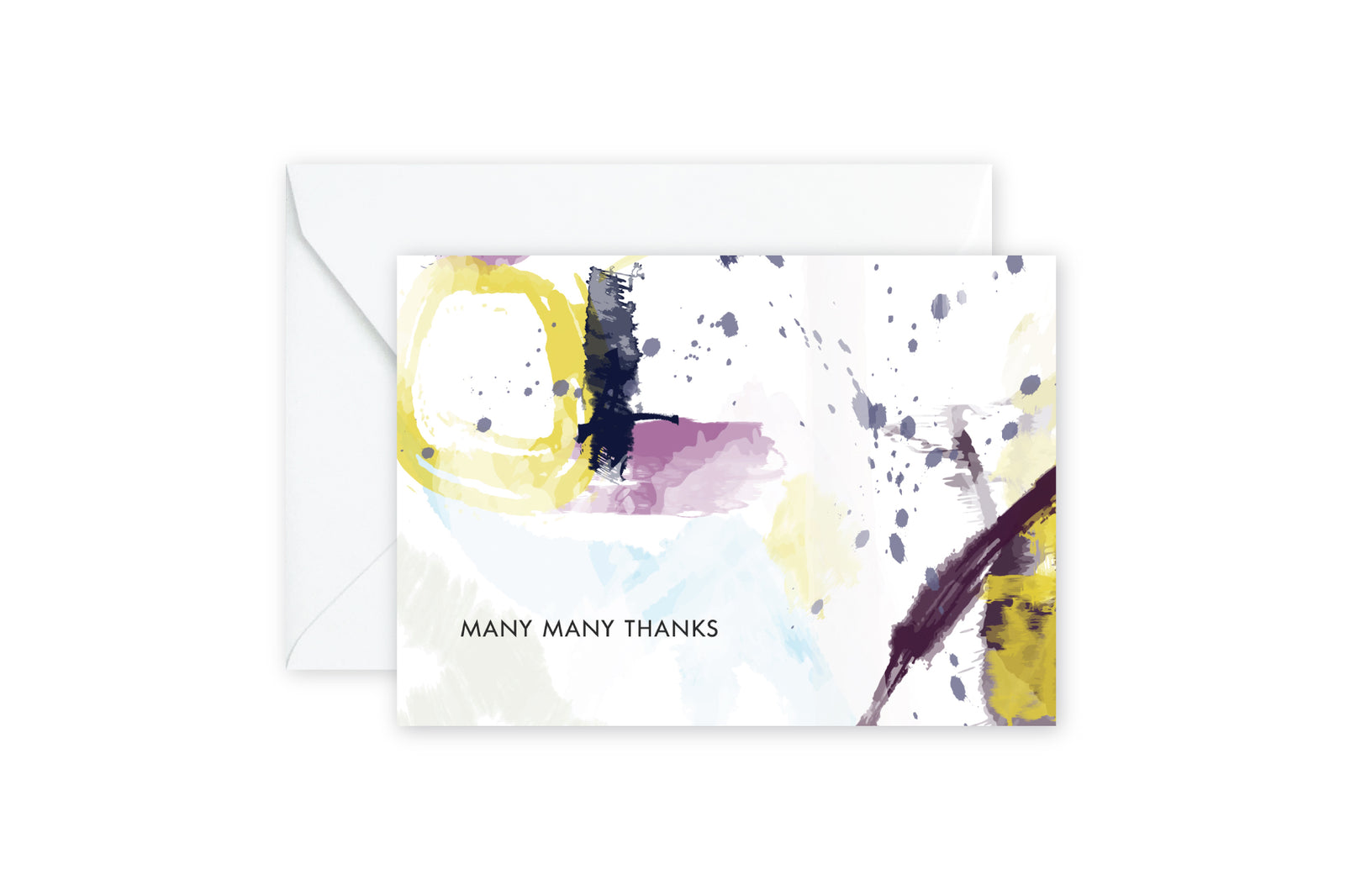 MANY MANY THANKS Abstract Gold Plum Notecards