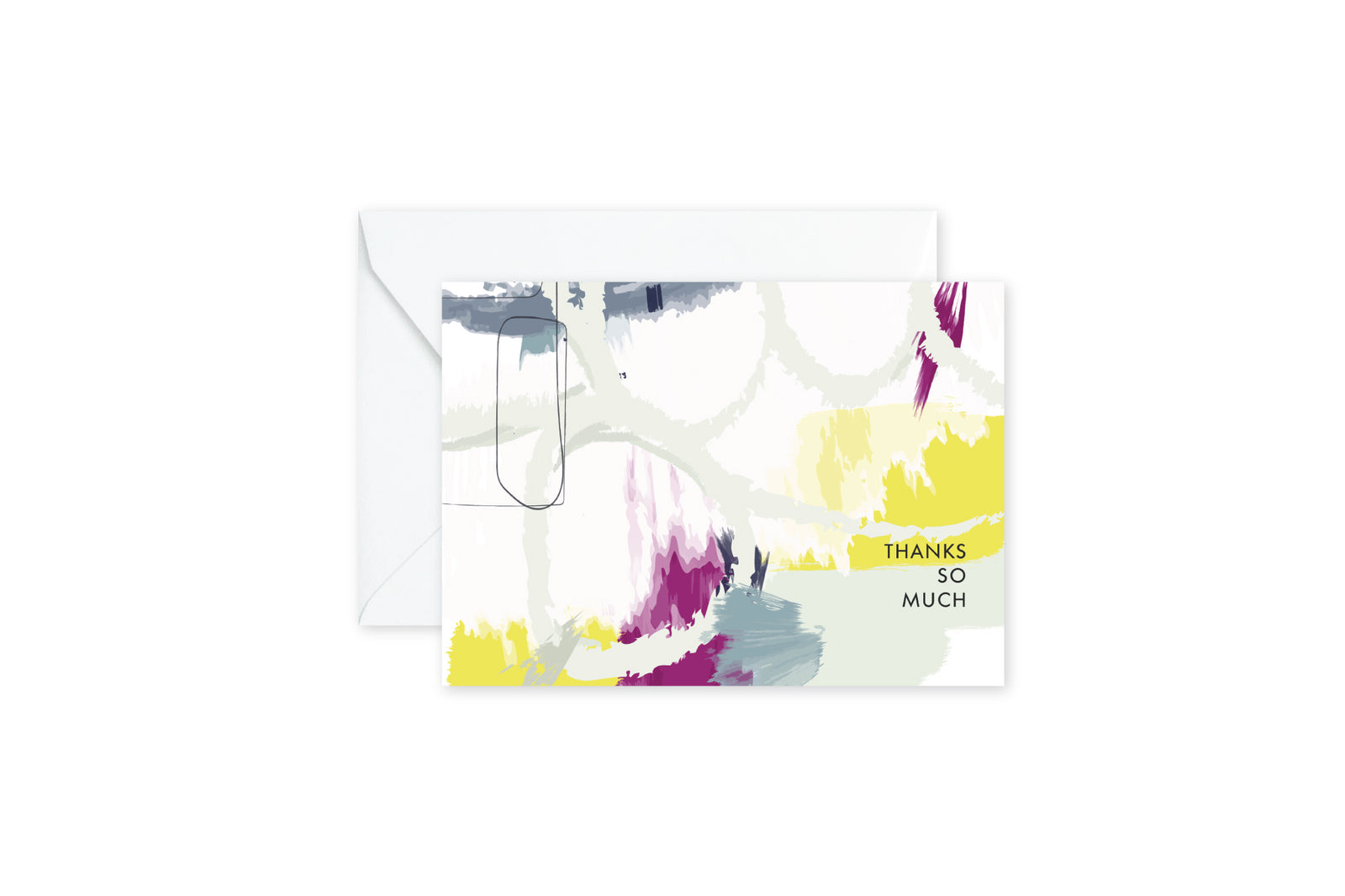 THANKS SO MUCH Abstract Fuschia Sage Notecards