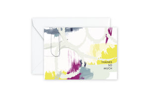 THANKS SO MUCH Abstract Fuschia Sage Notecards