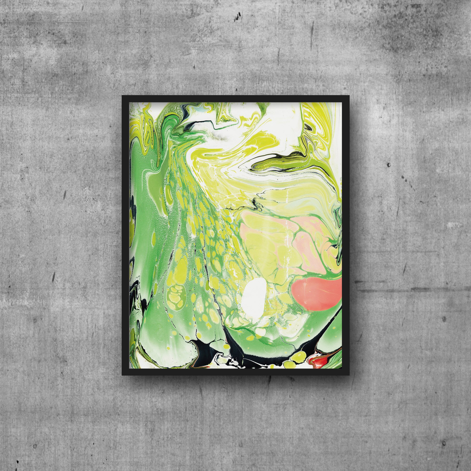 ART PRINT 8x10 Green + Coral Marble