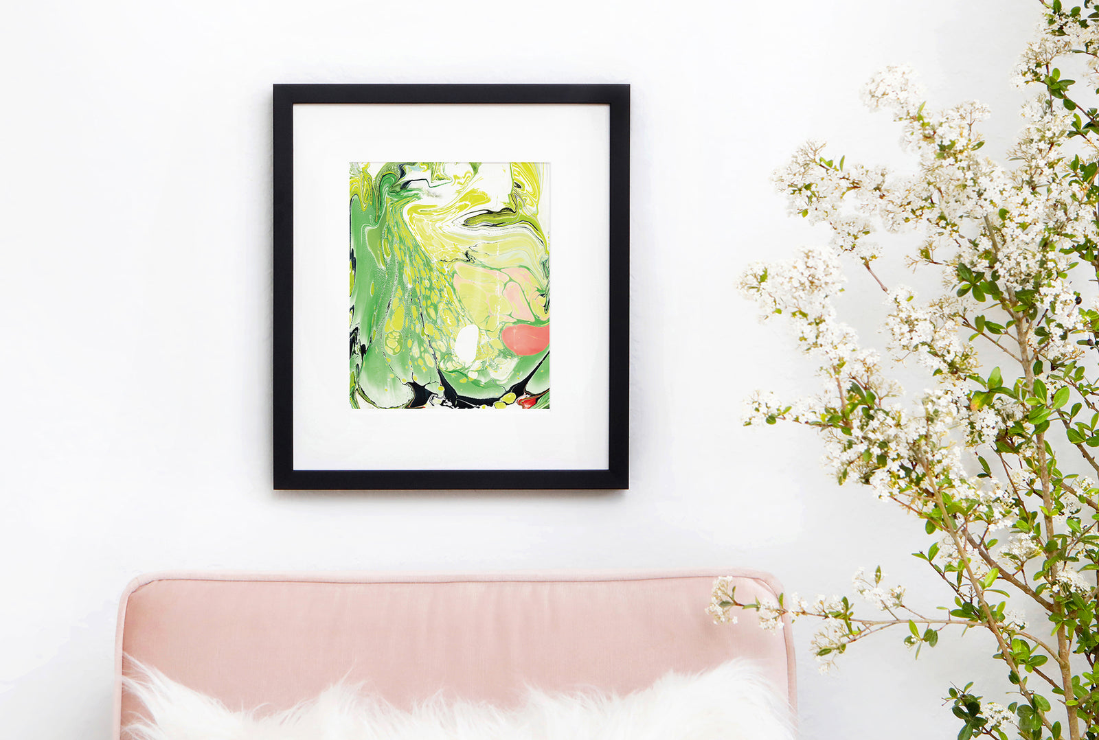 ART PRINT 8x10 Green + Coral Marble