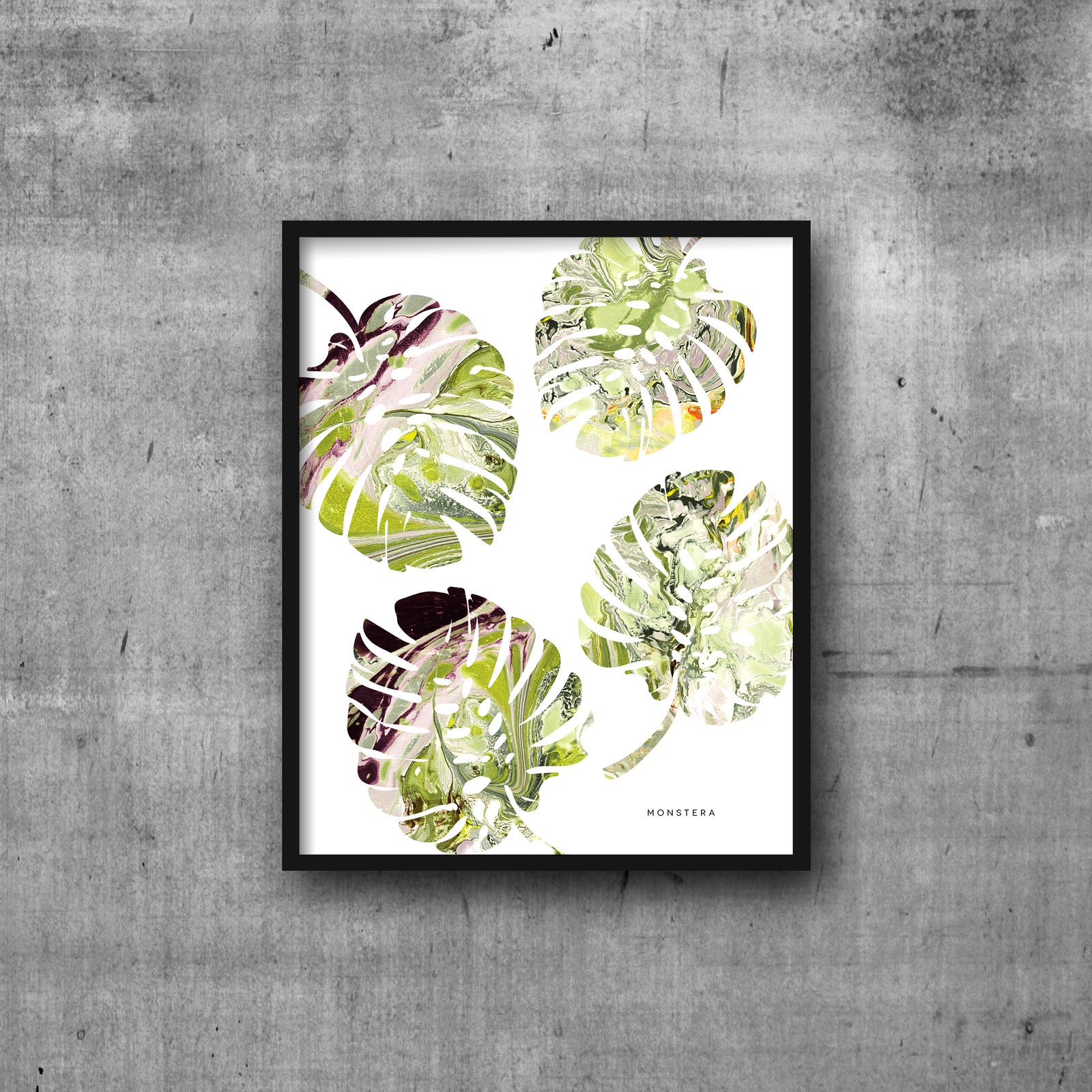 MONSTERA Marble Art Print 8x10