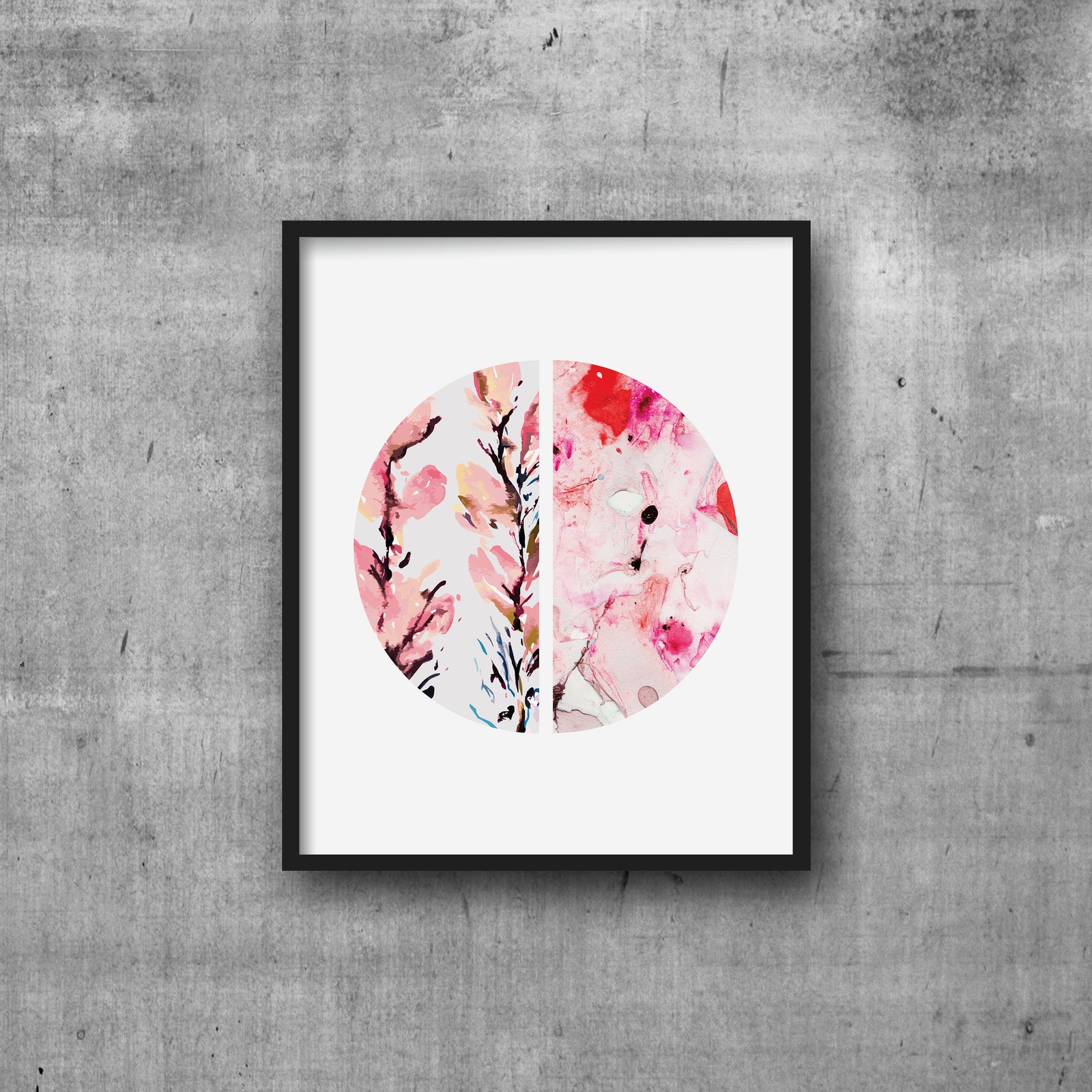 Art Print Peach Floral + Marble ~ 8x10
