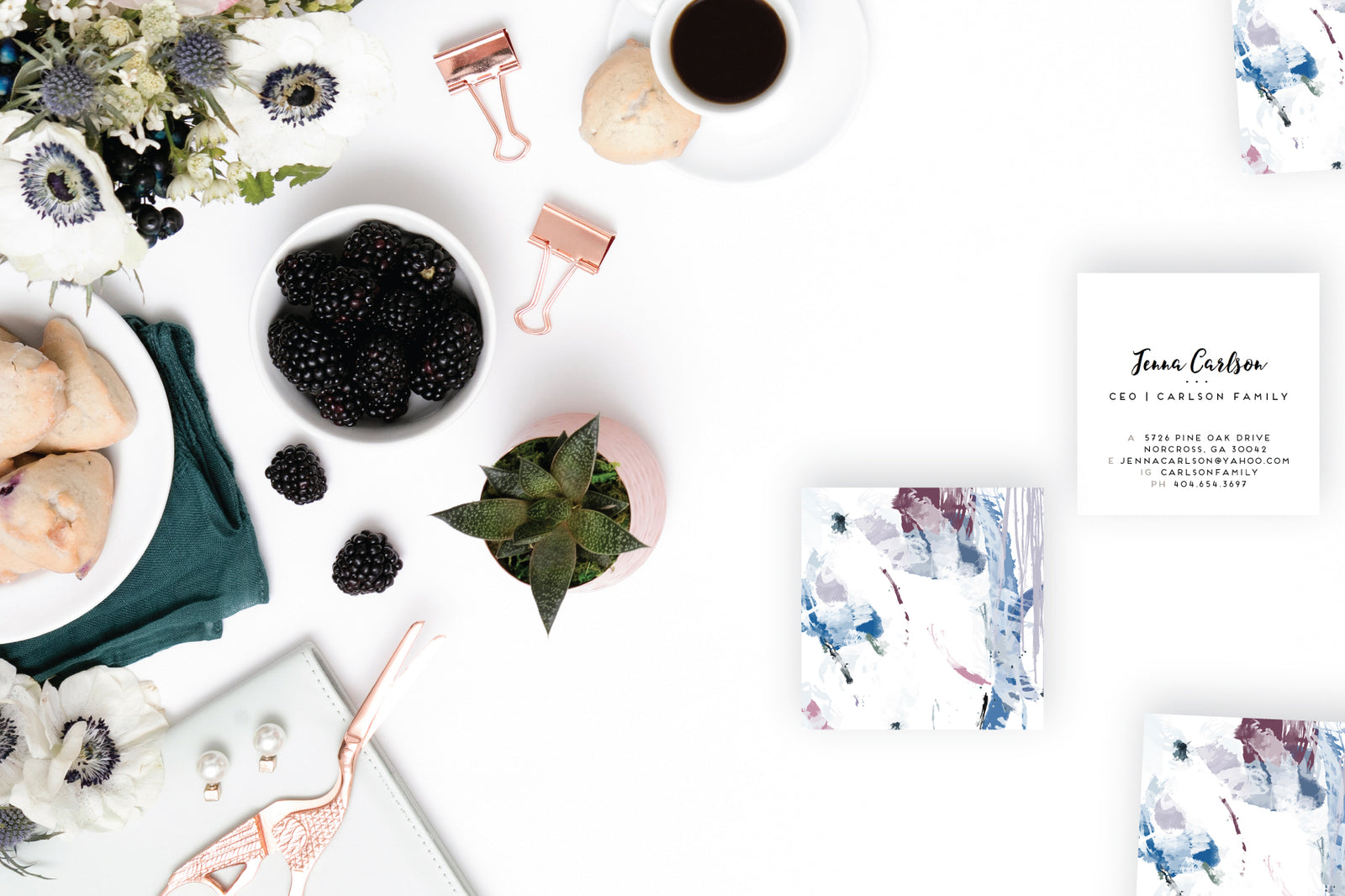 Shades of Blue and Purple Abstract Calling Cards